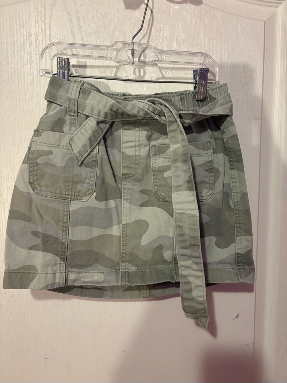 abercrombie kids Green Camo Tie-Waist Utility Mini Skirt